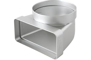 La Ventilazione CGV126AC Courbe verticale en ABS de tube rond à rectangulaire, chromé satiné, Ø 100/120 x 60 mm