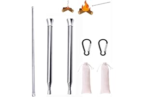 AOMIGT Blow Fire Tube, Telescopic Impact Fire Pipe, Outdoor Fire Pipe, Pack of 2 Blow Pipe, Fire, Blow Pipe Made of Stainless Steel for Outdoor, Hiking, Camping, Picnic