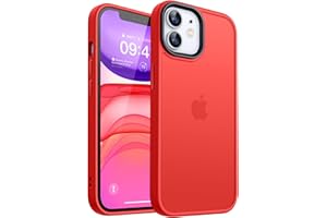 CANSHN Etui kompatybilne z iPhone 11 [kwadratowe krawędzie], minimalistyczne, przezroczyste, matowe, etui ochronne, etui na telefon komórkowy, czerwone