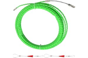 CRESBEL Kabeleinziehhilfe 30m - Kabel Einziehdraht φ 4.5 mm, Polyester Einziehband mit 2 Führungsfeder, Kabel Einziehspirale Zugdraht, Kabeleinzug Einziehhilfen ideales zur Kabelverlegung Leerrohre, Grün