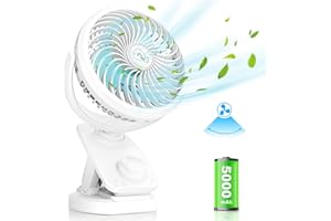 AIDSCI Oscilación Mini Ventilador Clip, 5000 mAh 2 en 1 Ventilador Pinza & Ventiladores de Sobremesa, Recargable USB Ventilador Portatil Potente de Velocidad Continua, Pequeño Ventilador Silencioso Camper
