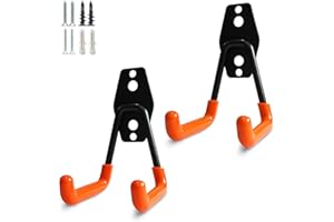 PYBTOOL Ganchos resistentes para garaje, ganchos multiusos para almacenamiento en garaje, organizador de herramientas de jardinería, ganchos de acero para montaje en pared (gancho en U pequeño)