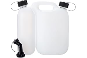 Oregon - Bidon Combiné Économique, 5 + 3 Litres, Bidon 2-en-1 pour Essence et Huile pour Chaîne, Graduations et Bouchon de Sécurité, Transparent / Blanc (562408)