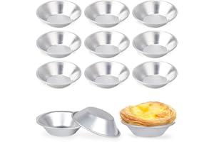 JEYORZY 12 Pezzi Stampi di Crostate di Uova,Alluminio Stampo per Cupcake, Stampo per Crostata, Formine per Muffin, Stampi per Budini, Riutilizzabile e Antiaderente per Piccole Torte Crostate