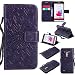 Produktbild Lonchee LG G3 (5,5 Zoll) Leder Wallet Tasche Brieftasche Schutzhülle , Sonnenblumen geprägten Muster Design Hochwertige PU Leder Folio Tasche Case Hülle im Bookstyle mit Standfunktion Kredit Kartenfächer (lila)
