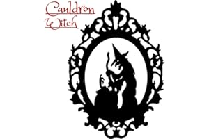 HAPPY SNAIL STICKERS Halloween Gothic Sticker Haunted Grim Ghost Grim Zombie Witch Black Cat Wall Window Home Weatherproof Vinyl Decal - Small - 10cm x 7cm (Cauldron Witch)