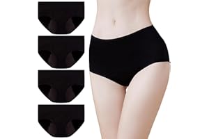 Momoshe Culotte Menstruelle Slip Femme Coton Absorbante Flux Abondant Regle Anti Fuite Incontinence Lot de 4