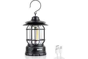 GEMEK Portable Retro Camping Lantern, Hanging Dimmable COB Brightness Tent Light for Camping, Party, Night Fishing, Hiking, Home Lighting, Outages Emergency