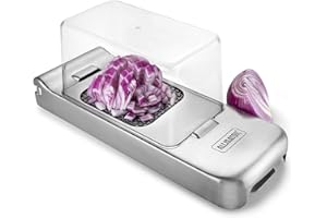 ALLIGATOR 3094 - Wielofunkcyjny młynek ze stali nierdzewnej z pojemnikiem kolekcjonerskim - krojenie warzyw - cięcie cebuli - cięcie frytek - 3 wymienne ostrza - 3x3 mm 6x6 mm i 12x12 mm - Bez BPA