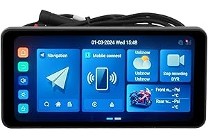 CFTGIW Navigateur GPS pour Moto, écran étanche de 7 Pouces, connectivité, Connexion Améliorée avec CarPlay, Caméra HD Avant et Arrière, Installation Facile
