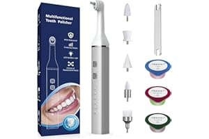 HEARTYFLY Zahnaufhellungsset, Zahnaufhellung bleaching Set für Polieren und Aufhellen der Zähne wiederaufladbarer USB-C mit LED-Licht, 6 Köpfe, 5 Modi and 3 Professionelle Zahnpasta im Lieferumfang