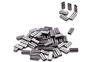 Phad Fishing 100/300 Pcs Double Barrel Crimp Sleeve Double en Cuivre Connecteur de Pêche Connecteur de Ligne de Pêche en Mer ou l’Eau Douce