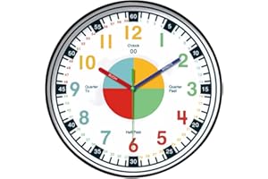FOGARI No Ticking Kids Wall Clock, moderno orologio per bambini con numeri colorati, adatto per ragazze e ragazzi, cameretta dei bambini, soggiorno, camera da letto, design accattivante dell'orologio