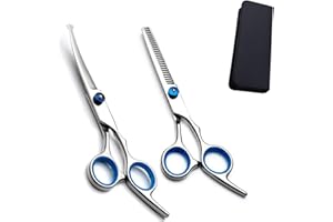 EVERESTA 7 inch Dog Grooming Scissors, Cat Grooming Scissors, Pet Grooming Scissors, Stainless Steel Dog Cat Grooming Shears Thinning Cutting Scissors for Dogs and Cats (Silver)