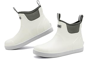 Rumkok Gummistiefel Herren Halbhoch, Grundlegend Wasserdicht Atmungsaktiv Stiefeletten, Anti-Rutsch Mode PVC Schwarz Chelsea-Stiefel, Gummistiefel Herren