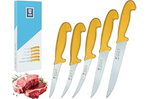 SMI 5 Piezas Cuchillo Carnicero Solingen Cuchillos Cocina Cuchillo Deshuesador Cuchillo Chef Cuchillo Carne Acero Inoxidable - Made in Germany