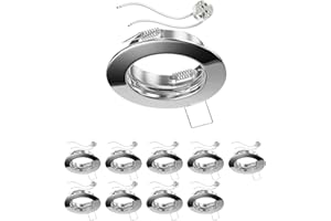 ledscom.de 10 piezas Marco empotrable de techo FERE, redondo, cromo brillo (LED/halógeno/MR16/50mm) incl. casquillo GU5.3