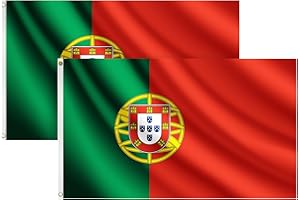 COCOSY Pack of 2 Portugal Flag - 90 x 150 cm 100% Polyester Flag with Brass Eyelets - Weatherproof & Durable PT Flag for Sports & Celebrations