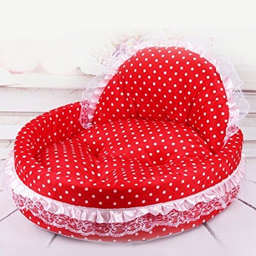 Horing Pet Bed Mat Dog Cat Puppy Cozy Kennels Sofa Cushion Lace Princess red S