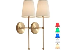 AIEHNID Wall Light Battery Operated Sconce Set of 2，not Hardwired Fixture,Battery Powered with Remote Dimmable Bulb,Easy to Install Not Wires,for Bedroom, Lounge, Farmhouse