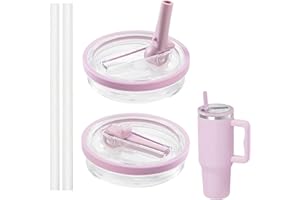 SHRADS Stanley Cup pokrywka 40 oz, szczelna, pyłoszczelna i nadaje się do ponownego użytku, 2 pokrywki + 2 słomki, zapasowa pokrywka do kubka Stanley (jasnofioletowa)