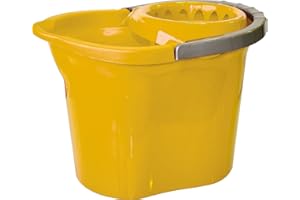 la Briantina Cubo de fregona con escurridor de plástico, Capacidad 11 litros, Color Amarillo, SEC05392A