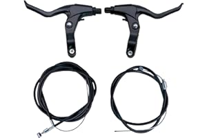 Uryxery Kit de 2 Leviers de Frein de Vélo avec Câbles pour Freins V-Brake et Freins à Disque Mécaniques, Poignées de Frein en Aluminium pour VTT, BMX Enfant et Vélo de Ville, Guidon 22 mm