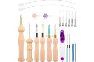 SUNDONIX Punch Needle Tool Kit Set - Adjustable Embroidery Punch Needles for Adults Beginner DIY Craft, Pack of 21 (Multicolor#2)