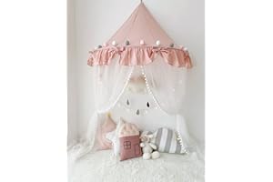 Nordic Ideas Ciel de Lit Princesse Rose Baldaquin Fille Moustiquaire de Lit Bébé Tente Jeux Enfant Decoration Chambre Cadeau NTE006