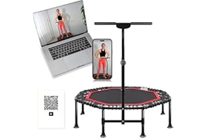 DEMPOWER 45" Rebounder Trampoline for Adults - Mini Fitness Trampoline with Handle, Foldable Indoor Exercise Trampoline, Bungee Rebounder for Adults, Small Trampatte for adults 330lbs