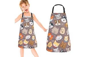 FUKPO Grembiule Cucina Bambini Ragazzo Bambina, Regolabile Grembiule Cuoco Bambino con Tasche, Grembiuli Bambini Artista Giardinaggio Chef Cucinare Gioco Pittura Ragazza 3/4/5 Anni