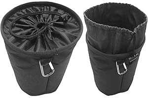 Huipalon Black Peg Bag for Washing Line with Hanger 20×28Cm Waterproof Clothes Peg Bag with Drawstring & Carabiner Hold Up to 200 Pegs Bucket Trim Peg Bags 7.8×11 Inch