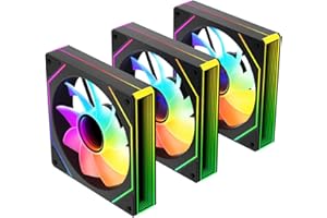 Jungle Leopard Prism4MAX-X3 RGB PC Ventilateur 120MM 3er Pack[Infinite Mirror][HDB]58.36CFM/1600RPM/26LEDs 5V3PIN ARGB und 12V4PIN PWM Ventilateur (Noir Reverse Blade)