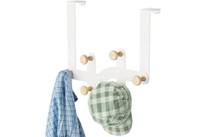 Yumyolk Perchero para Puerta 6 Ganchos - Colgador para Puerta Blanco - Perchero Puerta Dormitorio - Perchero Puerta Baño - Colgador puerta para Cocina, Dormitorio, Gabinete, Cajón, etc