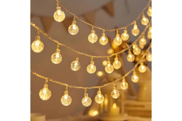 Desidiya® 14 LED Crystal Ball String LED Diwali Lights for Decoration for Home 4 Mtr Warm White Waterproof Decorative Lights 