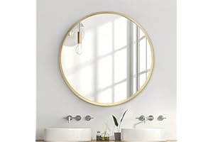 zenmag Round Mirror, 50x50 cm Metal Framed, Large Bathroom, Circle Hanging, Gold Wall for Living Room, Bedroom, Entryway Decor