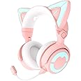 Casque Gamer YOWU 4GS Avec Oreilles De Chat RGB - Micro HD Détachable, Réduction De Bruit - Compatible PC, PS5, Switch, Xbox - Rose