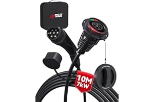 MCEVKELN Cavo di Prolunga per la Ricarica di Veicoli Elettrici di Tipo 2, 10m 7kW 32A | Cavo di Ricarica Monofase per Veicoli Elettrici IEC 62196-2 compatibile con Auto Elettriche Ibride & EVs