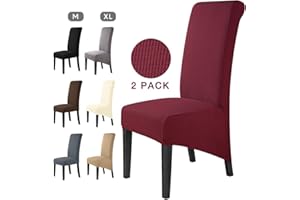 BALLADHOME Coprisedie Fodere per sedie XL con Schienale 2 pezzi Rimovibile Lavabile Coprisedili per sedie da pranzo Coprisedia elasticizzata per sala da pranzo, Casa, Nozze Decor (Bordeaux, 2Pezzi)-XL
