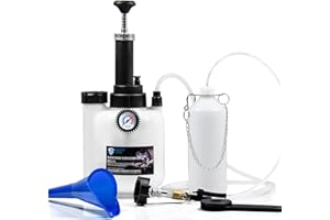 SMOTIVEPRO Brake Bleeding Kit, 3L Manual Brake Bleeder with 1L Brake Bleeding Bottle and E20 45mm Master Cylinder Adapter for Most European Models and Car Clutch ABS Systems