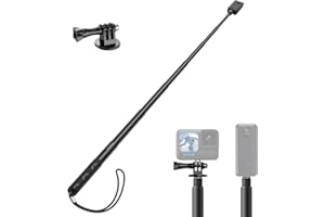 ATUMTEK Invisible Selfie Stick 150cm, Compatible with Action Camera X3, One X/X2, One R/RS, GO2, Hero 12/11/10/9/8/7, Osmo Action, Selfie Stick for Outdoor Sports Air, Adapter Included