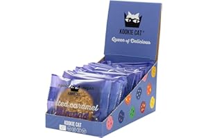 Kookie Cat Salted Caramel Almond - Vegan Cookies Individually Wrapped, Gluten-Free, Soy-Free, Organic, Almond & Oats - 12 X 50g Multipack