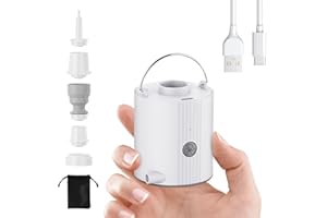 MOTORENBAU Pompe à air électrique, Pompe à Batterie Rechargeable avec 5 Buses, gonflage Rapide pour lit Gonflable, bouée, Sac sous Vide pour vêtements
