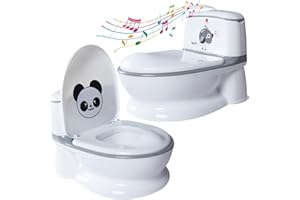 S SON 3 Pot Bebe Toilette WC Réaliste Bruit Rinçage Chasse d'eau, Apprentissage Propreté Enfants Garçon et Fille, Stable, Confortable, Bac Amovible. Ideal Première Toilette.(Gris)