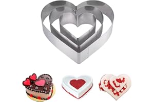 DIKARIYA Formas de Corazón Anillo para Tartas, Aro Reposteria Acero Inoxidable, 4,5 cm de Alto Molde Redondo Pastel Anillo Aro de Pastelería para Montar Tartas para Mousse Postre Tartas de Capas