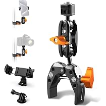 K&F CONCEPT Braccio Magico da 9.8'' Super Clamp e Doppia Testa a Sfera 360° | Supporto Monitor e Fotocamera con Vite 1/4, per Microfono, Luce LED, Camera Cage e Action Cam