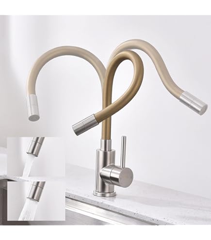 Beccuccio Flessibile Per Rubinetto Cucina | Estensione 360mm | Montaggio Senza Attrezzi | Colore Beige - Foto 5