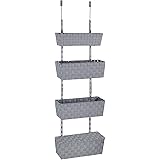 WENKO Türregal Adria 4 Etagen - Einhängeregal, 4 Etagen, pulverbeschichtetes Metall, 42 x 141 x 16 cm, Grau