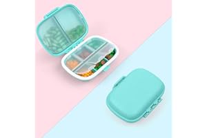 ACWOO Portapillole, 1 scatola portatile per medicinali con 8 scomparti, porta pillole per contenere vitamine, olio di fegato di merluzzo, integratori e farmaci, per viaggi e lavoro (blu)