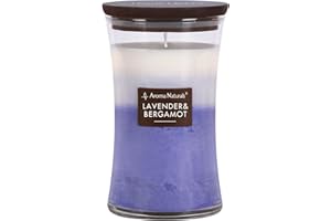 Aroma Naturals Velas perfumadas de 3 capas, Vela grande de 21.52 oz con reloj de arena, Vela de cera de soja natural, quema hasta 100 horas (Lavanda y Bergamota)